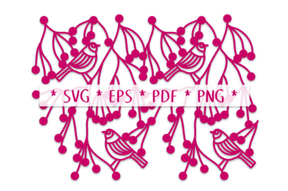 Hedgerow Birds Repeating Border SVG Cut