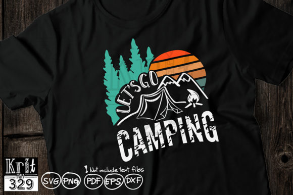 Let's Go Camping Svg, Tent Camper Sunset