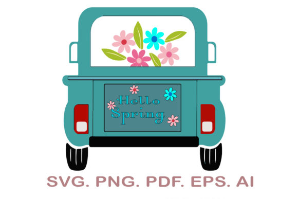 Spring Truck with Flowers SVG
