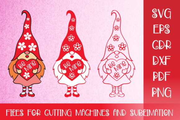 Valentines SVG with Gnome Girl